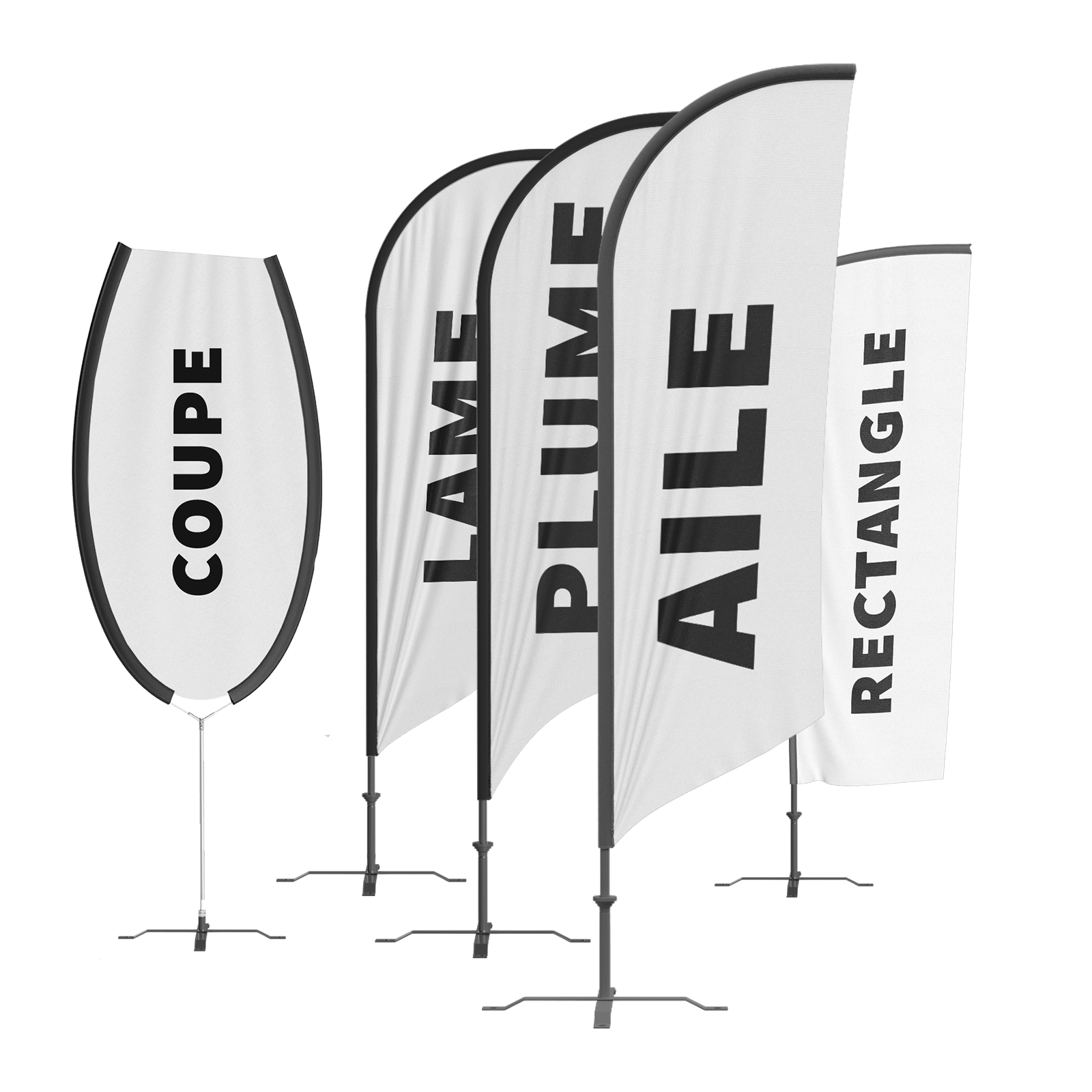 Oriflamme personnalisée publicitaire avec mât renforcé – France Banderole